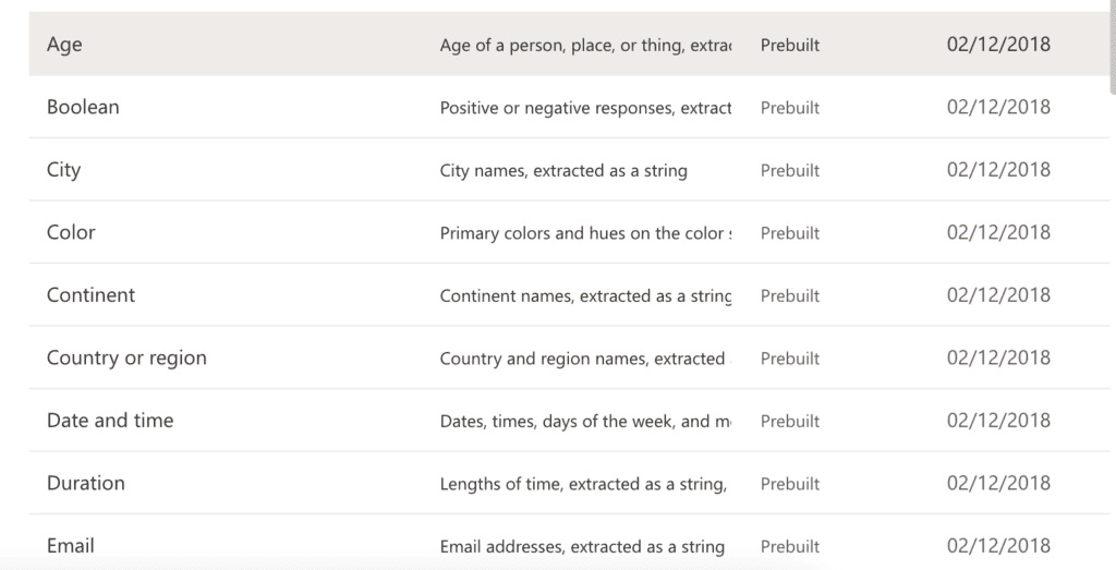 Understanding Power Virtual Agent chatbot in detail - Entities 