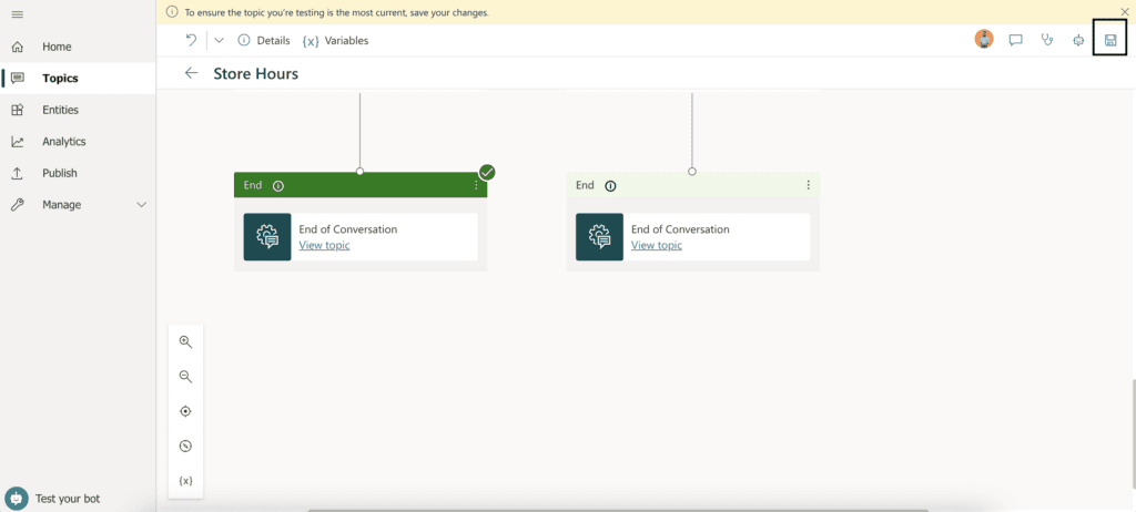 Making the first chatbot - End of conversation